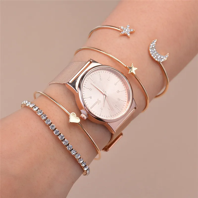 GEREIT Rose Gold Sliver Star Moon Open Cuff Bracelets Bangles Heart Rhinestone Bracelets For Women Wrist Watches Bracelets Set
GEREIT Rose Gold Sliver Star Moon Open Cuff Bracelets Bangles Heart Rhinestone Bracelets For Women Wrist Watches Bracelets Set