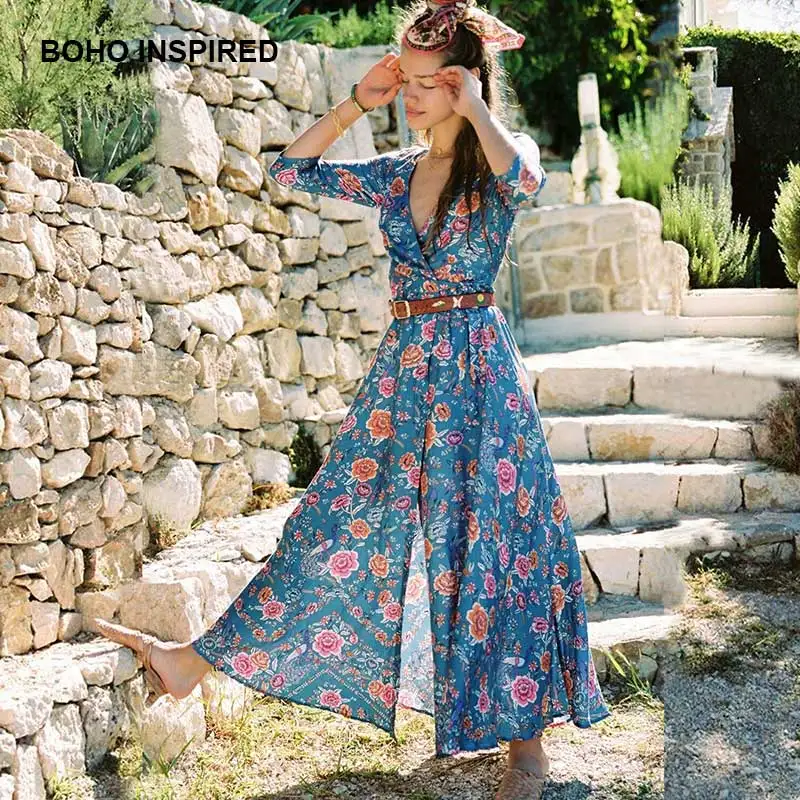 BOHO INSPIRED long dress 2018 floral print cotton sexy v-neck 3/4 sleeve wrap dress maxi women dress chic bohemia summer dress
BOHO INSPIRED long dress 2018 floral print cotton sexy v-neck 3/4 sleeve wrap dress maxi women dress chic bohemia summer dress