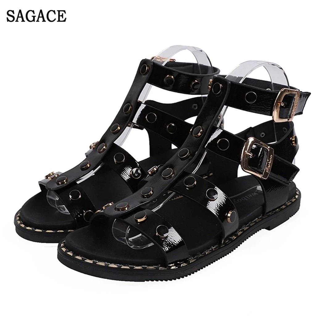 SAGACE Womens Flat Block Buckle Strap Peep Toe Summer Sandals Rivet Flat Sandals Sexy High Quality Outsid Ladies Shoes 2019
SAGACE Womens Flat Block Buckle Strap Peep Toe Summer Sandals Rivet Flat Sandals Sexy High Quality Outsid Ladies Shoes 2019