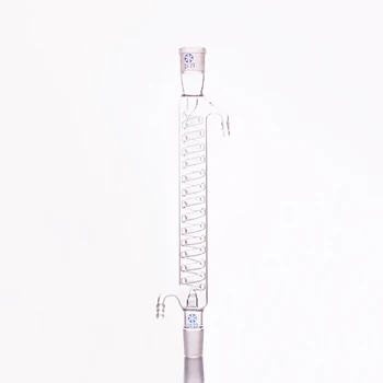 Format serpentine condenser,Spiral condensation length 1200mm,Condenser Graham with fused inner tube,standard ground mouth 24/29
Format serpentine condenser,Spiral condensation length 1200mm,Condenser Graham with fused inner tube,standard ground mouth 24/29
