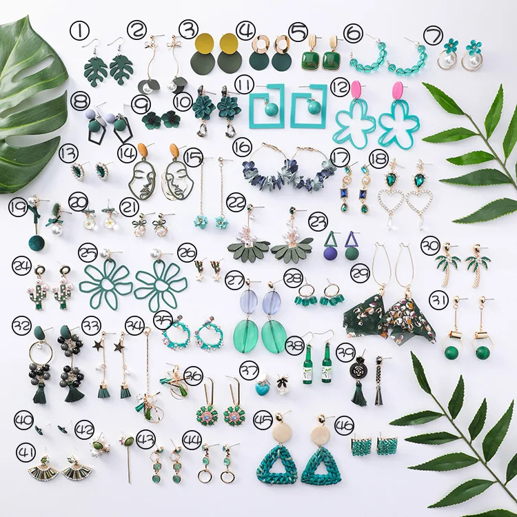 Summer Green Forest Series Acrylic Flower Dripping Oil Cactus Crystal Pearl Metal Ball Long Tassel Earing for Women Girl
Summer Green Forest Series Acrylic Flower Dripping Oil Cactus Crystal Pearl Metal Ball Long Tassel Earing for Women Girl