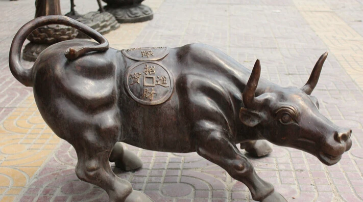 JP S62 31" Chinese Fengshui Bronze Zodiac Year Bull Oxen Coin Money Rich strong Statue
JP S62 31" Chinese Fengshui Bronze Zodiac Year Bull Oxen Coin Money Rich strong Statue