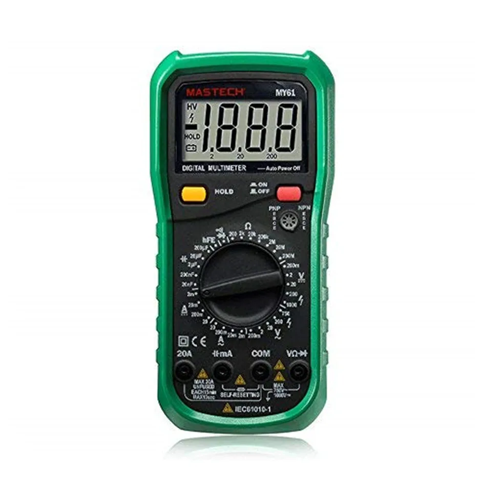 MASTECH MY61 DMM Digital Multimeter AC/DC Ammeter Voltmeter Ohmmeter Professional w/Capacitance & hFE Test Testers Meters
MASTECH MY61 DMM Digital Multimeter AC/DC Ammeter Voltmeter Ohmmeter Professional w/Capacitance & hFE Test Testers Meters