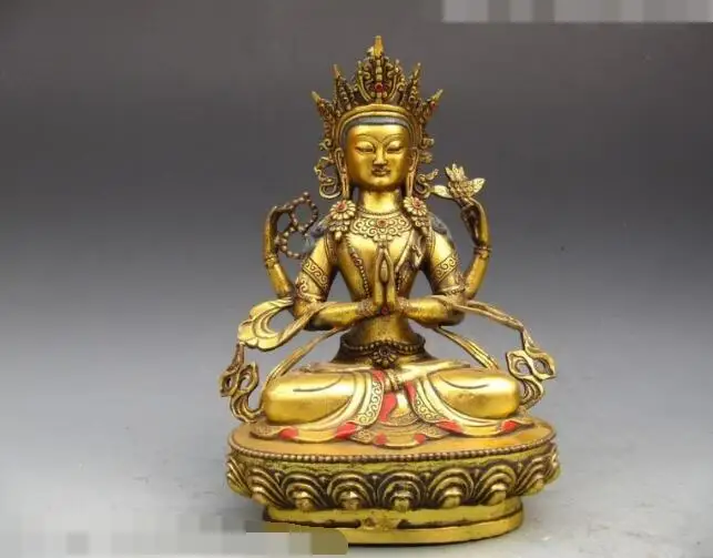 song voge gem S7081 China Tibet Bronze Gild Four-arm Hands Avalokitesvara Guanyin Bodhisattva Buddha
song voge gem S7081 China Tibet Bronze Gild Four-arm Hands Avalokitesvara Guanyin Bodhisattva Buddha