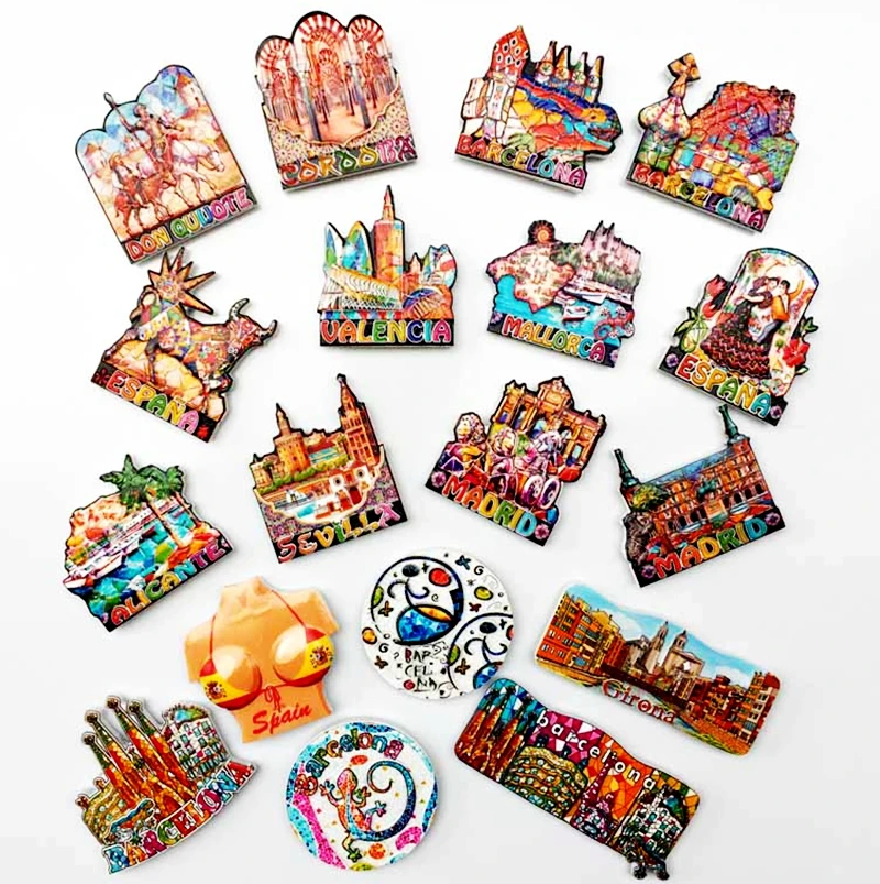 

New Handmade Painted Spain Series 3D Fridge Magnets Tourism Souvenirs Refrigerator Magnetic Stickers Gift