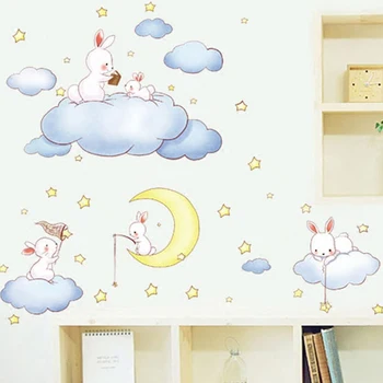 Wall sticker Cartoon White Clouds Rabbit Wall Stickers For Kids Rooms Baby Bedroom Home Decor Moon And The Stars Wall Decals
Wall sticker Cartoon White Clouds Rabbit Wall Stickers For Kids Rooms Baby Bedroom Home Decor Moon And The Stars Wall Decals