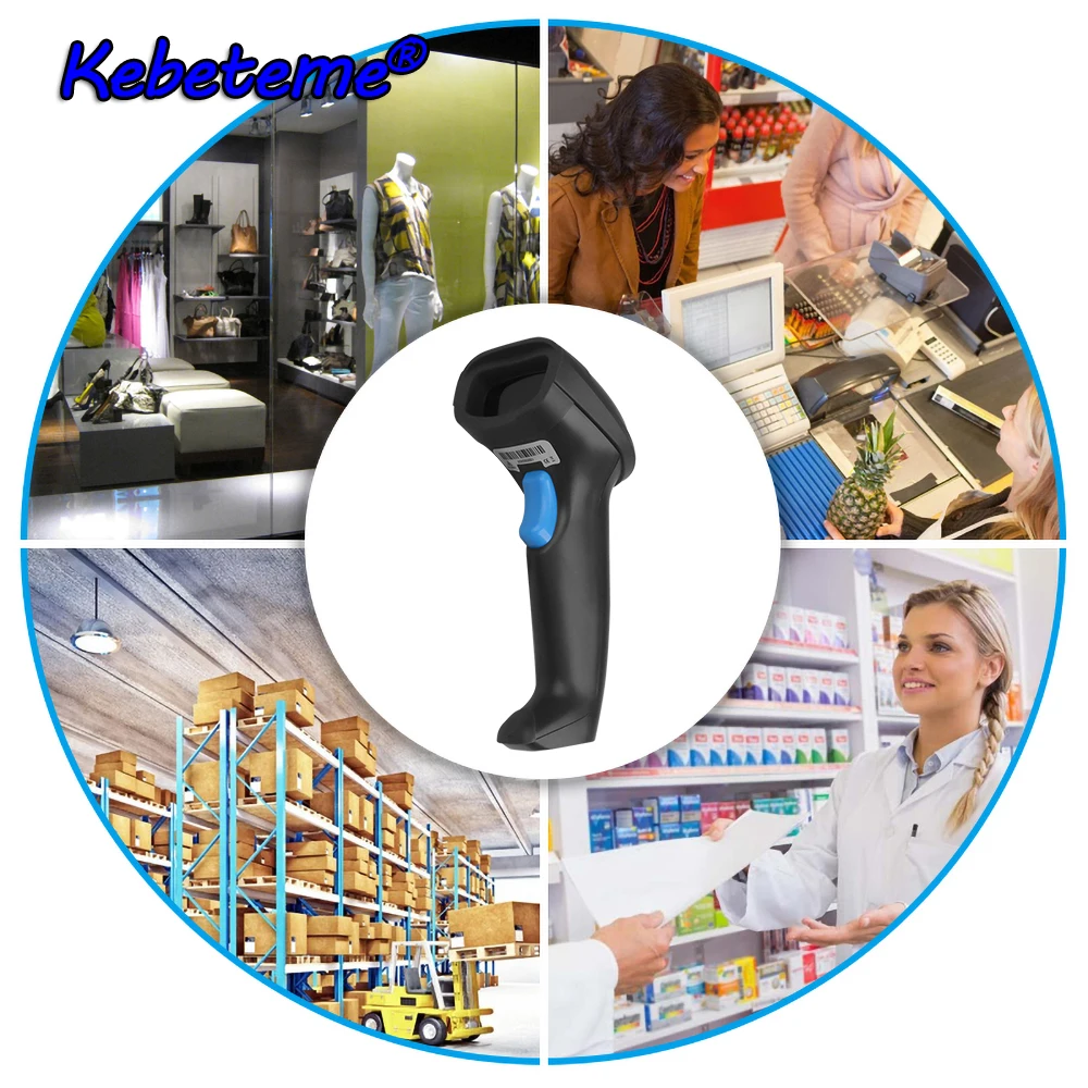 

Kebeteme Mult-function ZJ-2015 Handheld Barcode Scanner Reader USB Wired 1D Bar Code Scan For POS System