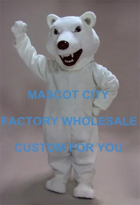 

Mean Polar Bear Mascot Costume Adult Size Animal Theme White Bear Mascotte Mascota Outfit Suit Fancy Dress Cosply SW1094