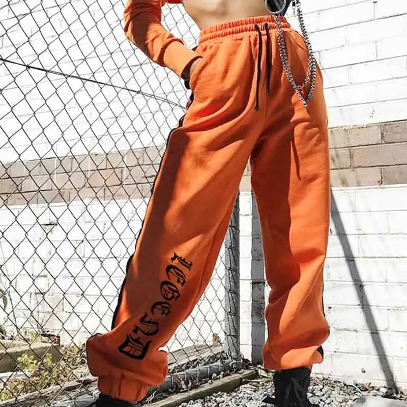 Lace Up Joggers Hip Hop Trousers Women Side Stripe Orange Drawstring Female Pants 2019 Fall Loose Casual Lady Streetwear Clothes 
Lace Up Joggers Hip Hop Trousers Women Side Stripe Orange Drawstring Female Pants 2019 Fall Loose Casual Lady Streetwear Clothes