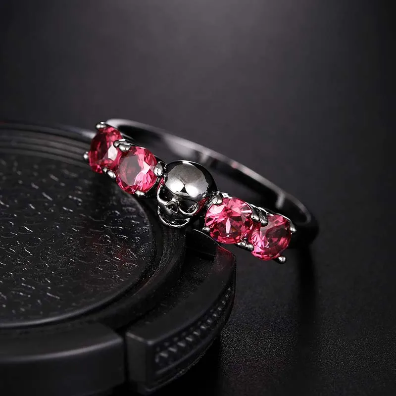 High Quality Black Gold Men/Women Style Purple Stone Cool Skull Ring Pink Green Cubic Zircon Cheap Price Vintage Black Ring
High Quality Black Gold Men/Women Style Purple Stone Cool Skull Ring Pink Green Cubic Zircon Cheap Price Vintage Black Ring