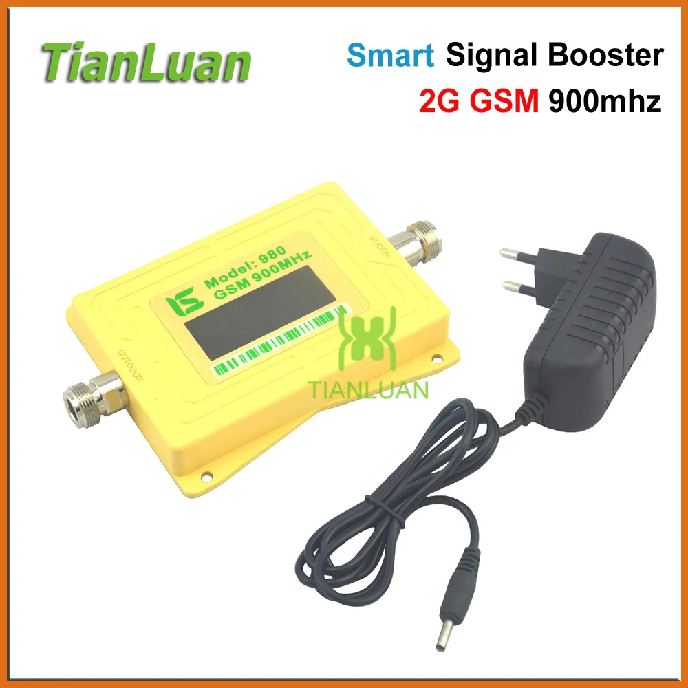 

Intelligent Display GSM980 GSM Mobile phone 2G Signal Booster GSM Signal Amplifier 900mhz Repeater with 5v Power Adapter Yellow