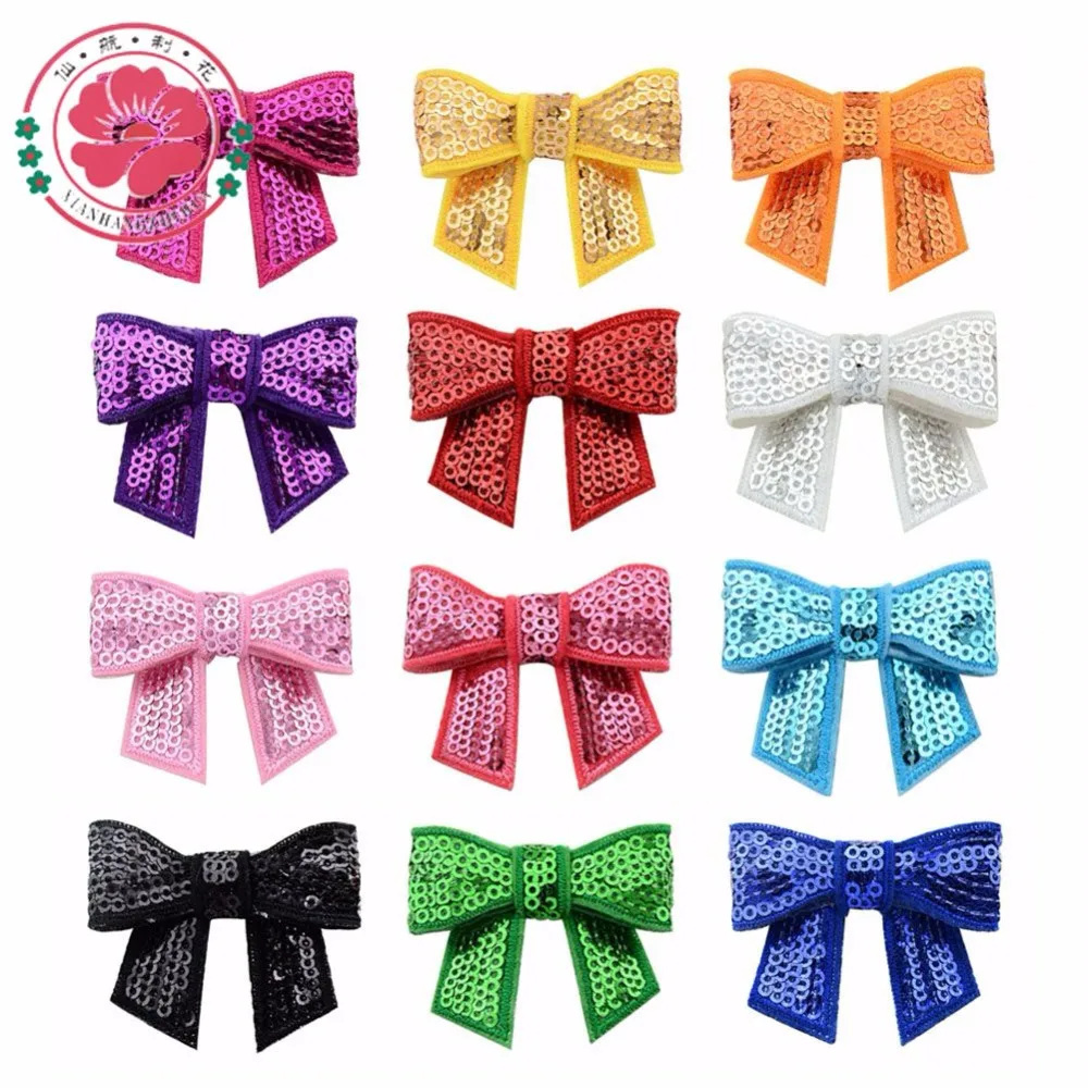 

FreeShipping 12colors Girls Headwear Accessories 24pcs Mini Embroideried Sequin Bows For DIY Headbands,Hair Accessories Boutique