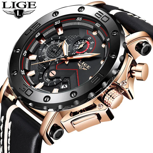 LIGE Mens Watches Top Brand Luxury Military Sport Watch Men Black Leather Analog Quartz Watch Waterproof Relogio masculino+Box 
LIGE Mens Watches Top Brand Luxury Military Sport Watch Men Black Leather Analog Quartz Watch Waterproof Relogio masculino+Box