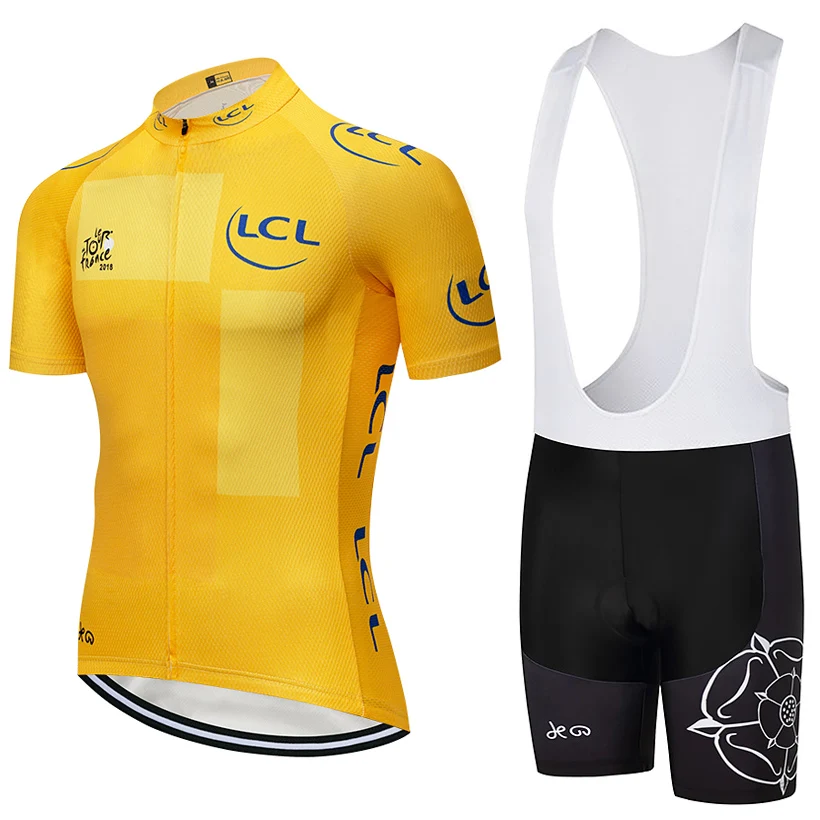 

Tour De France 2019 New Team pro cycling jersey 9D Pad bike shorts set men Ropa Ciclismo bicycling Maillot Culotte wear