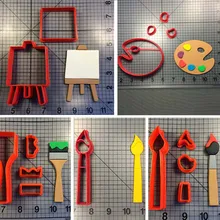 Vernice Serie Cookie Cutter Tavolozze Easle Pennello Torta Che Decora Gli Attrezzi Custom Made 3D stampato Torta In PLA di Strumenti di Cottura(China)