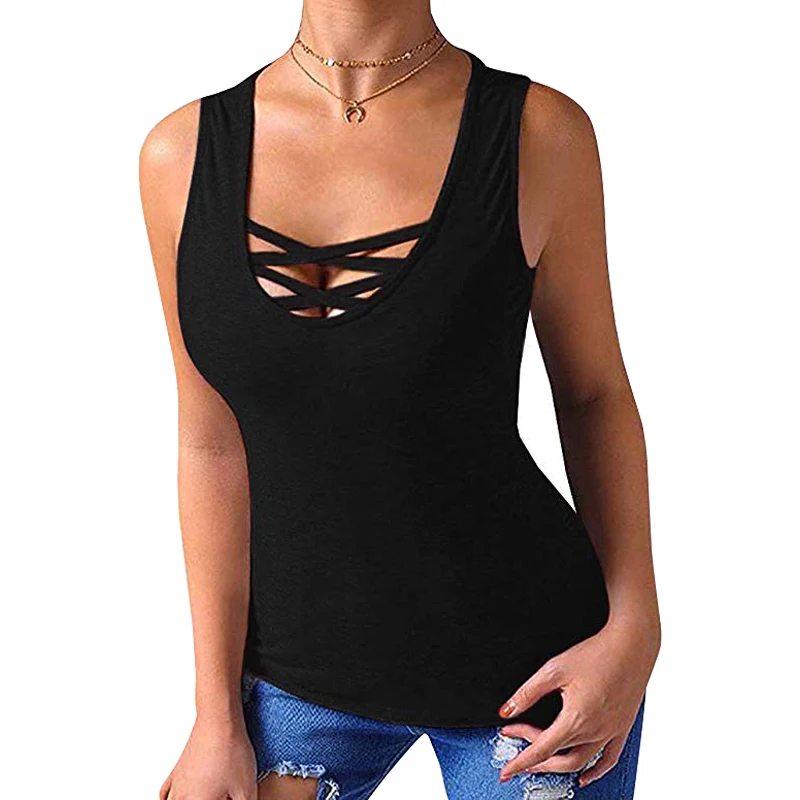 Womens Tops Summer Sleeveless Shirts Criss Cross Casual Basic Tee Shirts Cotton Solid Plus Size T-shirts US Size S-5XL
Womens Tops Summer Sleeveless Shirts Criss Cross Casual Basic Tee Shirts Cotton Solid Plus Size T-shirts US Size S-5XL