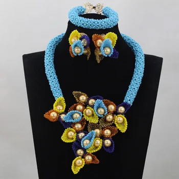 Fashion Teal Blue Flower Chunky Bib Necklace Jewelry Set New African Beaded Necklace Set for Women Free Shipping WD663
Fashion Teal Blue Flower Chunky Bib Necklace Jewelry Set New African Beaded Necklace Set for Women Free Shipping WD663