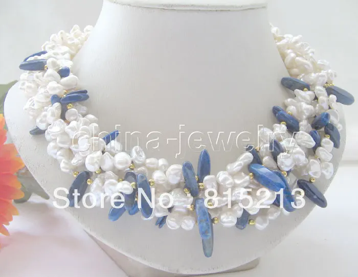 ddh00910 6row 9mm white baroque keshi reborn freshwater pearl & lapis lazuli necklace
ddh00910 6row 9mm white baroque keshi reborn freshwater pearl & lapis lazuli necklace