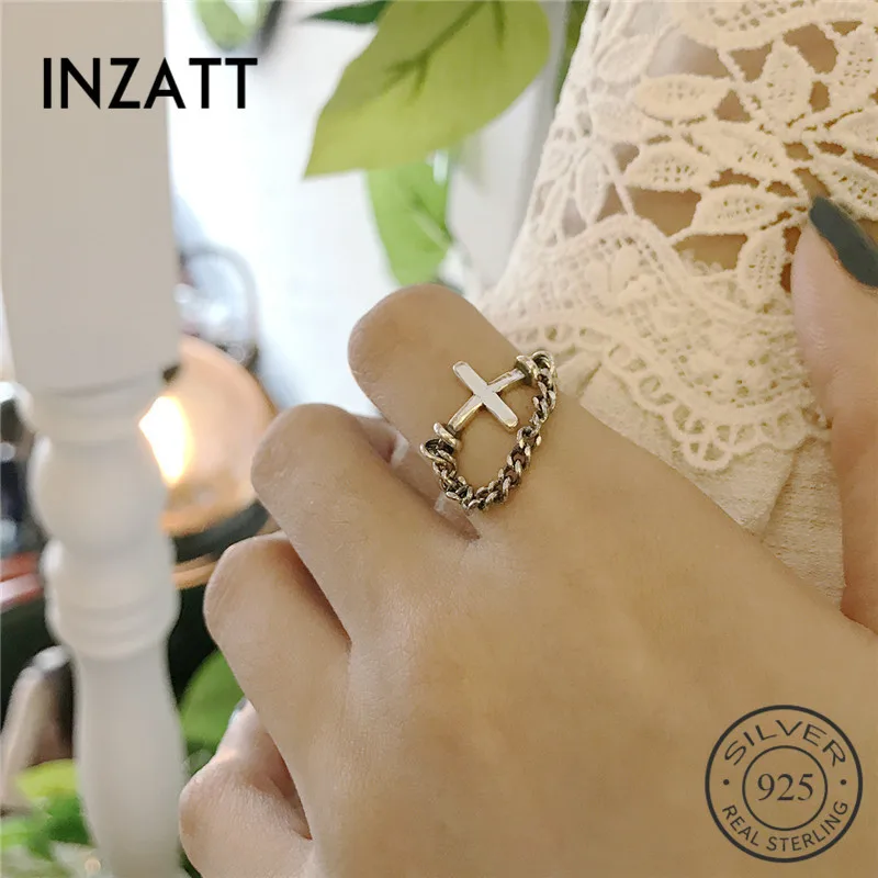 INZATT Real 925 Sterling Silver Vintage Cross Openwork Ring Personality Chain For Women Charm Ring Fashion JEwelry Accessories
INZATT Real 925 Sterling Silver Vintage Cross Openwork Ring Personality Chain For Women Charm Ring Fashion JEwelry Accessories