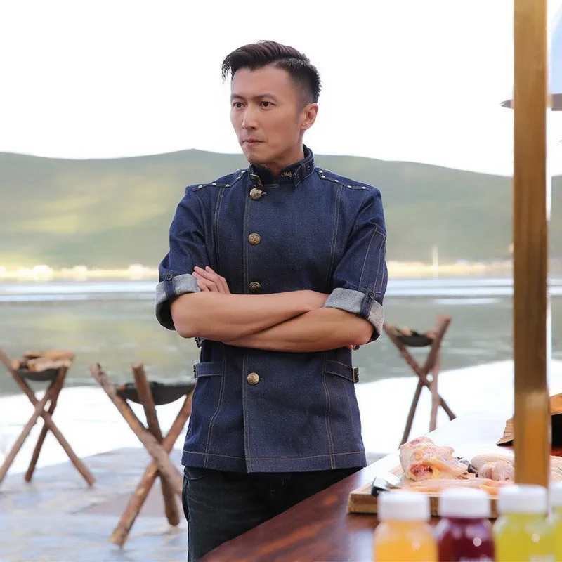 Summer fashion short sleeve denim blue chef coat chef jacket denim men restaurant uniform chef
Summer fashion short sleeve denim blue chef coat chef jacket denim men restaurant uniform chef