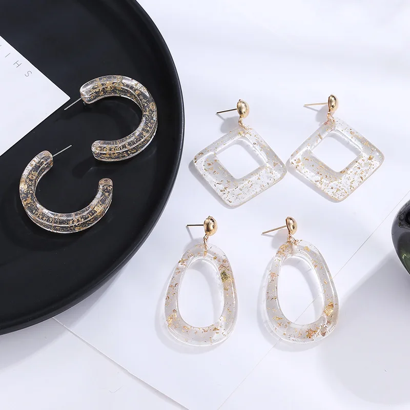 2019 Spring Australia Sequin Resin Earrings Women Clear Geometric Half Round Earrings
2019 Spring Australia Sequin Resin Earrings Women Clear Geometric Half Round Earrings