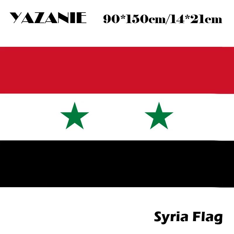 

YAZANIE 90x150cm Syria Flag Banner 100% Polyester 2 Sides Printed National Flag for Festival Home Decoration Two Star Type