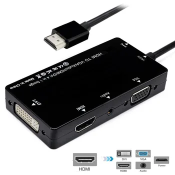 Xiwai CableCC HDMI to VGA/Audio/HDMI/DVI 4in1 Dongle Adapter Multiport Splitter Converter For PS3 HDTV PC Monitor Projector
Xiwai CableCC HDMI to VGA/Audio/HDMI/DVI 4in1 Dongle Adapter Multiport Splitter Converter For PS3 HDTV PC Monitor Projector