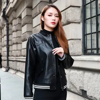 Spring fashion brand striped locomotive leather clothing female was thin stand collar pu leather jacket factory direct wq1029
Spring fashion brand striped locomotive leather clothing female was thin stand collar pu leather jacket factory direct wq1029