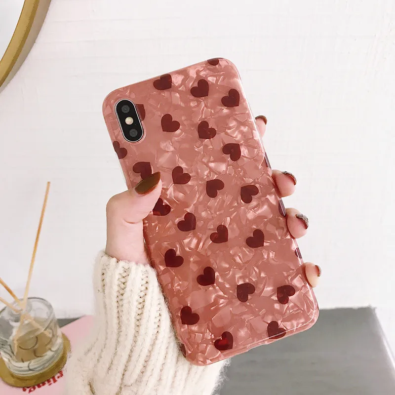 Fashion Lovely Heart Pattern Phone Case For iphone X XS Max XR Case For iphone 6 6s 7 8 plus Cover luxury Conch Shell Soft Cases
Fashion Lovely Heart Pattern Phone Case For iphone X XS Max XR Case For iphone 6 6s 7 8 plus Cover luxury Conch Shell Soft Cases