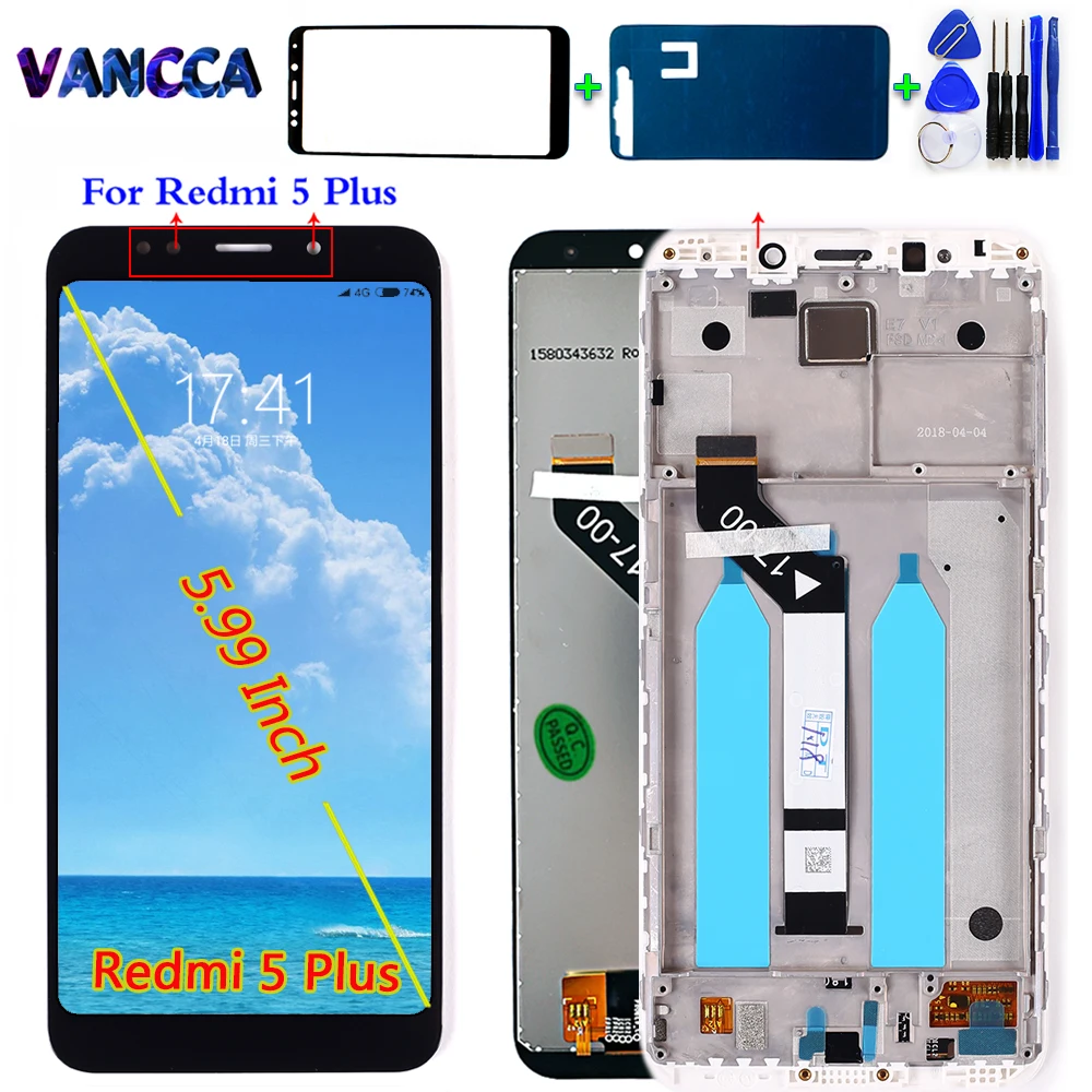 100% Tested LCD Display For Xiaomi Redmi 5 Plus Digitizer Assembly 5.99 inch 2160*1080 touch screen Frame with Free Tools
100% Tested LCD Display For Xiaomi Redmi 5 Plus Digitizer Assembly 5.99 inch 2160*1080 touch screen Frame with Free Tools
