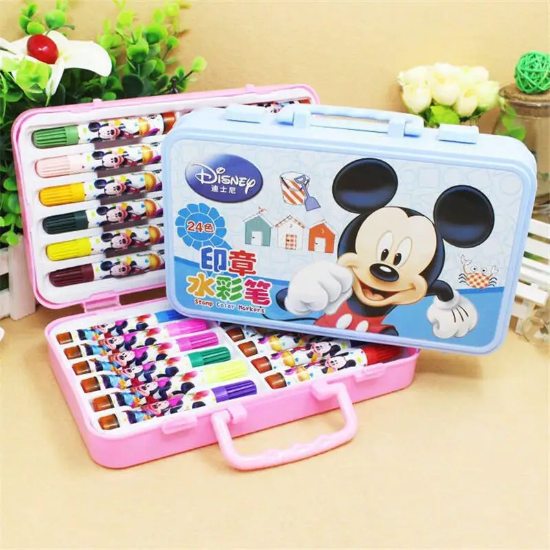 24 colors/set Disney Mickey cartoon watercolor pen with seal plastic box set children's painting art supplies toys
24 colors/set Disney Mickey cartoon watercolor pen with seal plastic box set children's painting art supplies toys