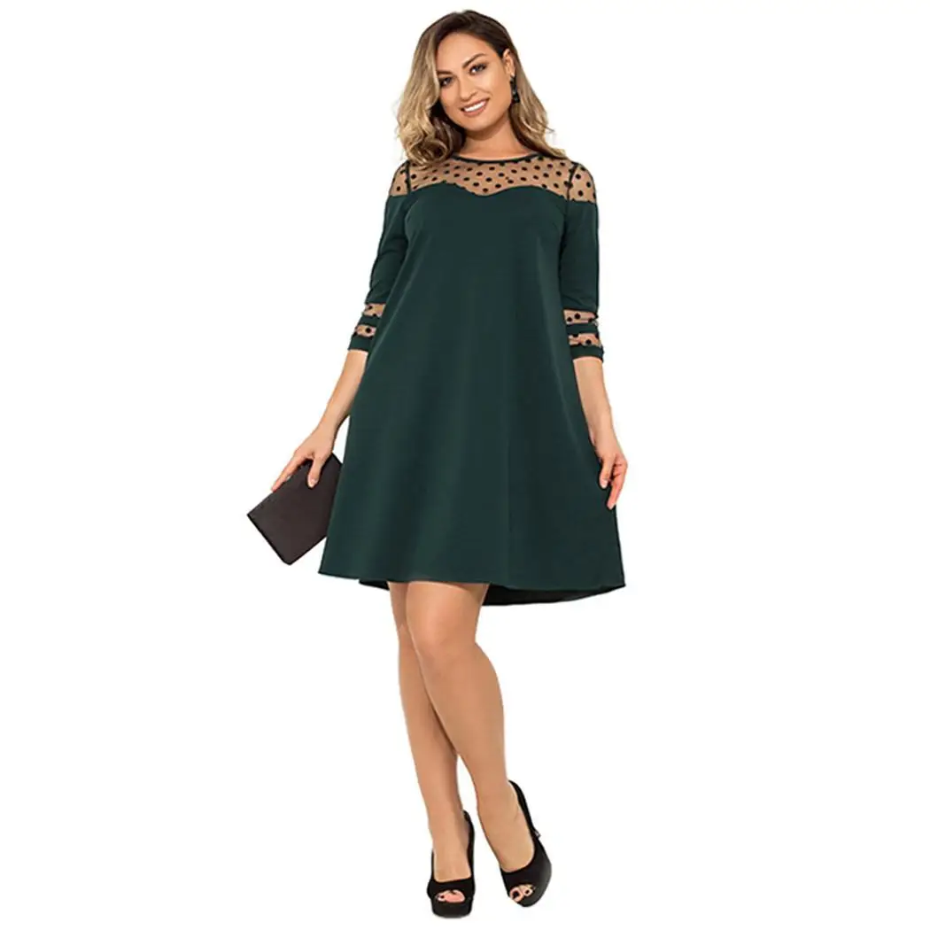 Women Fashion Round Neck Three Quarter Causal Sleeve Lace Knee Length Patchwork Autumn, Spring Dress
Women Fashion Round Neck Three Quarter Causal Sleeve Lace Knee Length Patchwork Autumn, Spring Dress
