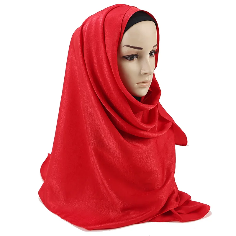 Beautiful Satin Plain Hijab Muslim Female