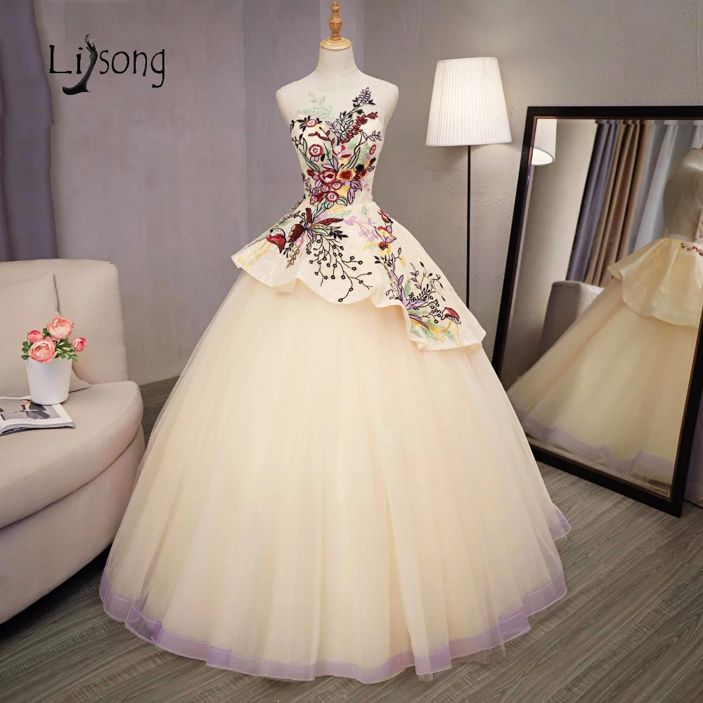 beige ball gown