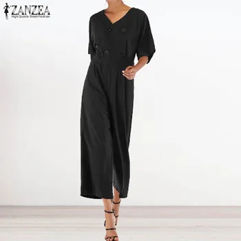 Summer ZANZEA Elegant Work Office Jumpsuit 2020 Women Short Sleeve Wide Leg Pants Casual Solid Loose Long Rompers Overalls Femme
Summer ZANZEA Elegant Work Office Jumpsuit 2020 Women Short Sleeve Wide Leg Pants Casual Solid Loose Long Rompers Overalls Femme