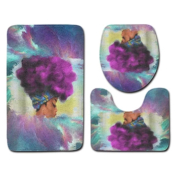 3pcs Bathroom Floor Mat Sets African Woman Purple Hair Pattern Anti Slip Toilet Mat and Bath Mat Sets 
3pcs Bathroom Floor Mat Sets African Woman Purple Hair Pattern Anti Slip Toilet Mat and Bath Mat Sets