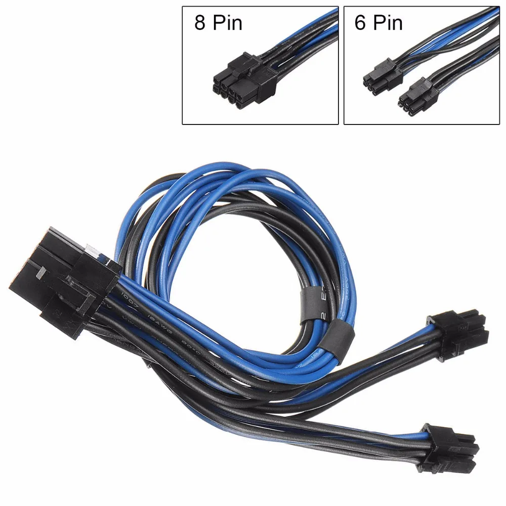 18AWG двойной мини 6-контактный штекер до 8-контактного PCI-E кабель питания сплиттера