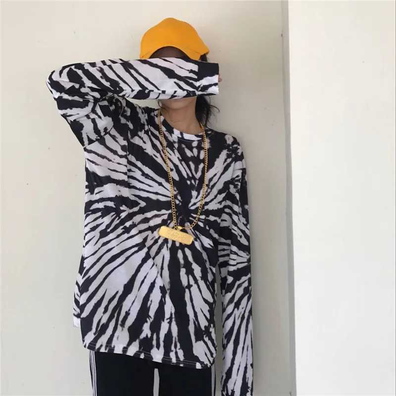 Панк Хип хоп скейтборд корейская мода 2020 уличная одежда с принтом Tie Dye футболка