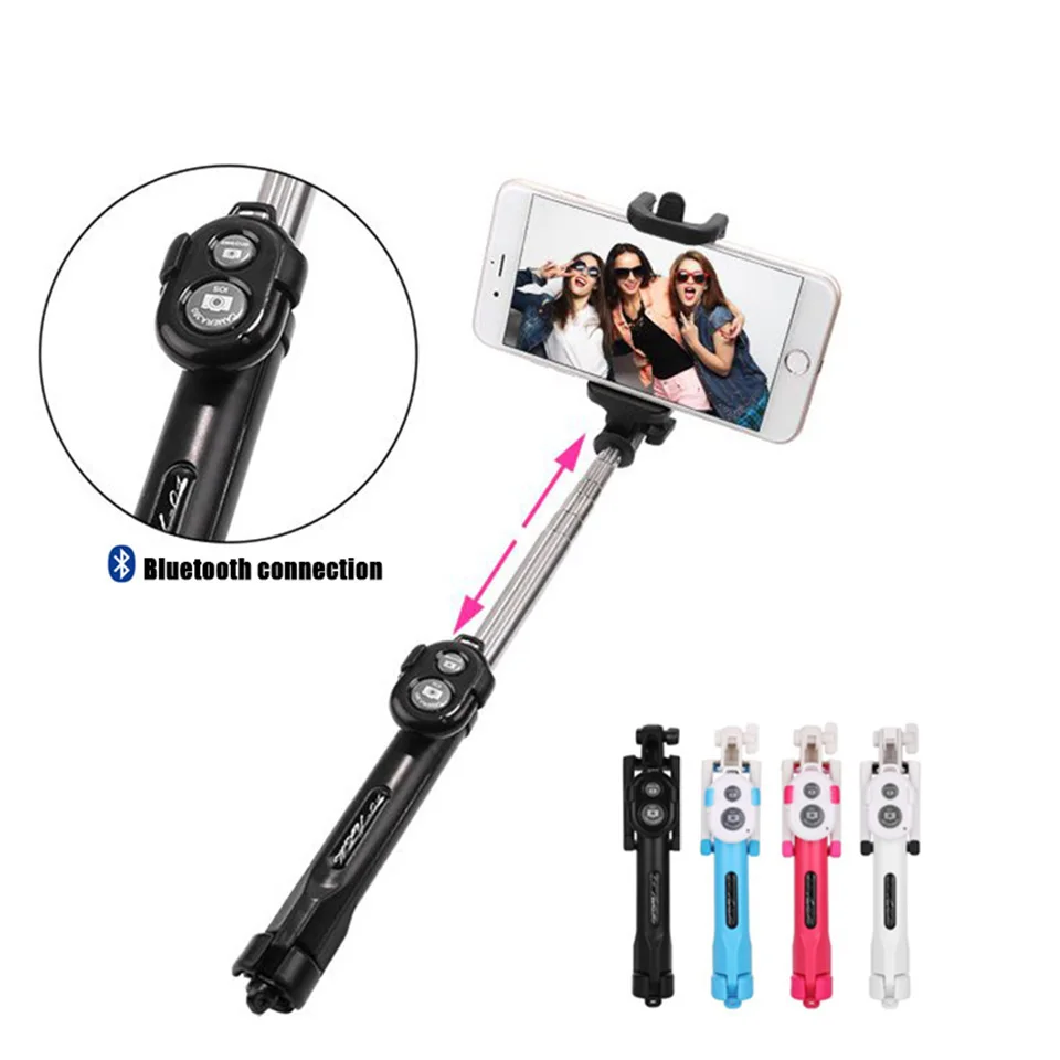 FGHGF Handheld mini Tripod Phone selfie stick Bluetooth Shutter Remote Controller Foldable Wireless for iPhone Selfie Stick