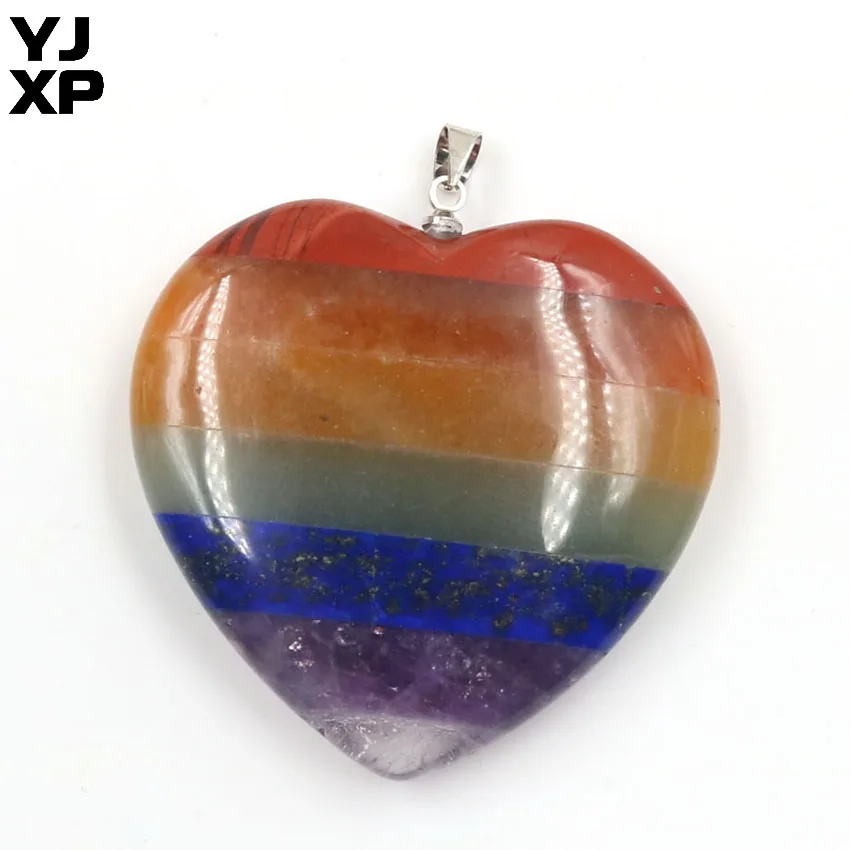 YJXP Trendy Silver Plated Natural Crystal Stone Colorful 7 Chakra Peach Heart Pendant Amulet Jewelry Gift
YJXP Trendy Silver Plated Natural Crystal Stone Colorful 7 Chakra Peach Heart Pendant Amulet Jewelry Gift