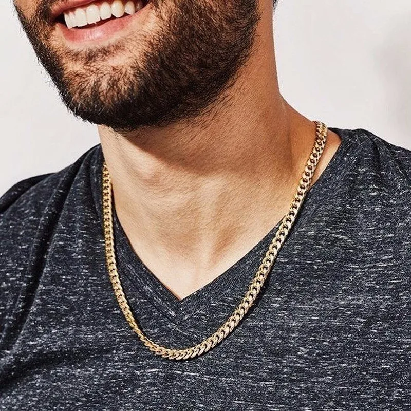 6MM Men's Classic ORO CHAIN Cuban Curb Link Necklace Solid Stainless Steel Hip-hop Male Jewelry in Gold Silver Tone 24"
6MM Men's Classic ORO CHAIN Cuban Curb Link Necklace Solid Stainless Steel Hip-hop Male Jewelry in Gold Silver Tone 24"