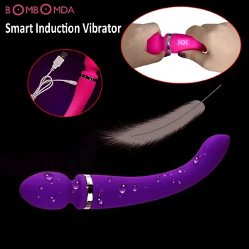 USB Rechargeable Smart induction Massage Vibrator Mute G Spot Vaginal Massager Dual Head Used Vibrator Female Masturbation O25