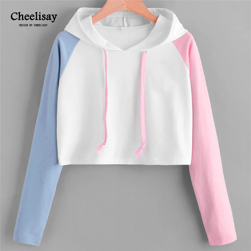Women Hoodies Sweatshirts Girls Pink Blue Sleeve Crop Top Short Blouse Pullover Hoodie Sweatshirt 2019
Women Hoodies Sweatshirts Girls Pink Blue Sleeve Crop Top Short Blouse Pullover Hoodie Sweatshirt 2019