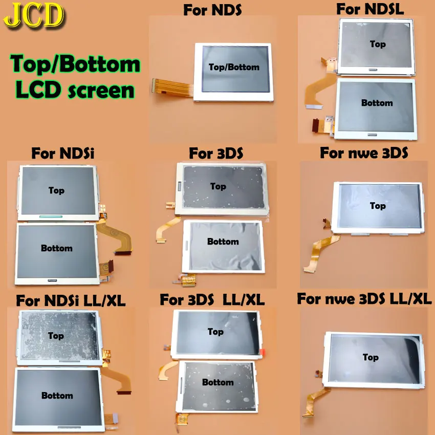 

JCD 1pcs Top Bottom Upper Lower LCD Screen Display For Nintend DS Lite NDS NDSL NDSi for 3DS New 3DS LL XL for GBA SP