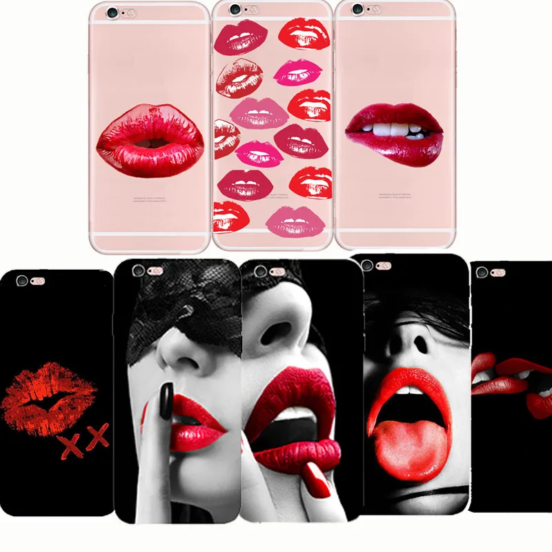 

Sexy Girl lips Kylie Jenner lipstick kiss pattern soft phone cases cover Coque fundas for iPhone 7 8 plus 5S SE X 5 6 6S