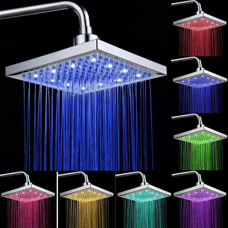 LED 7 Color Changing Rainfall Bathroom Shower Head Square Rainfall Top Shampoo Sprayer Shower Faucet For Home 8inch 20x20cm
LED 7 Color Changing Rainfall Bathroom Shower Head Square Rainfall Top Shampoo Sprayer Shower Faucet For Home 8inch 20x20cm