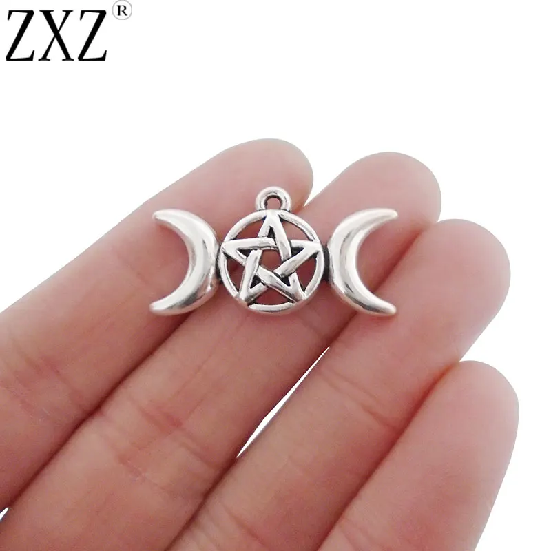 ZXZ 10pcs Antique Silver Tone Triple Moon Pentagram Pentacle Charms Pendants Beads Wicca Pagan 30x16mm
ZXZ 10pcs Antique Silver Tone Triple Moon Pentagram Pentacle Charms Pendants Beads Wicca Pagan 30x16mm