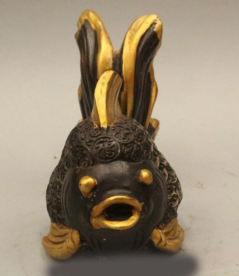 5" China Chinese Folk Feng Shui Bronze Gild Lovely Goldfish Carp Statue Sculptur
5" China Chinese Folk Feng Shui Bronze Gild Lovely Goldfish Carp Statue Sculptur