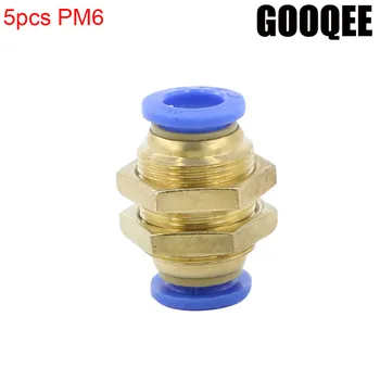 5PCS PM6 6mm to 6mm Pipe M Thread Full Port Pneumatic Bulkhead Union Push In To Connect Fitting Tube One Touch Brass Quick
5PCS PM6 6mm to 6mm Pipe M Thread Full Port Pneumatic Bulkhead Union Push In To Connect Fitting Tube One Touch Brass Quick