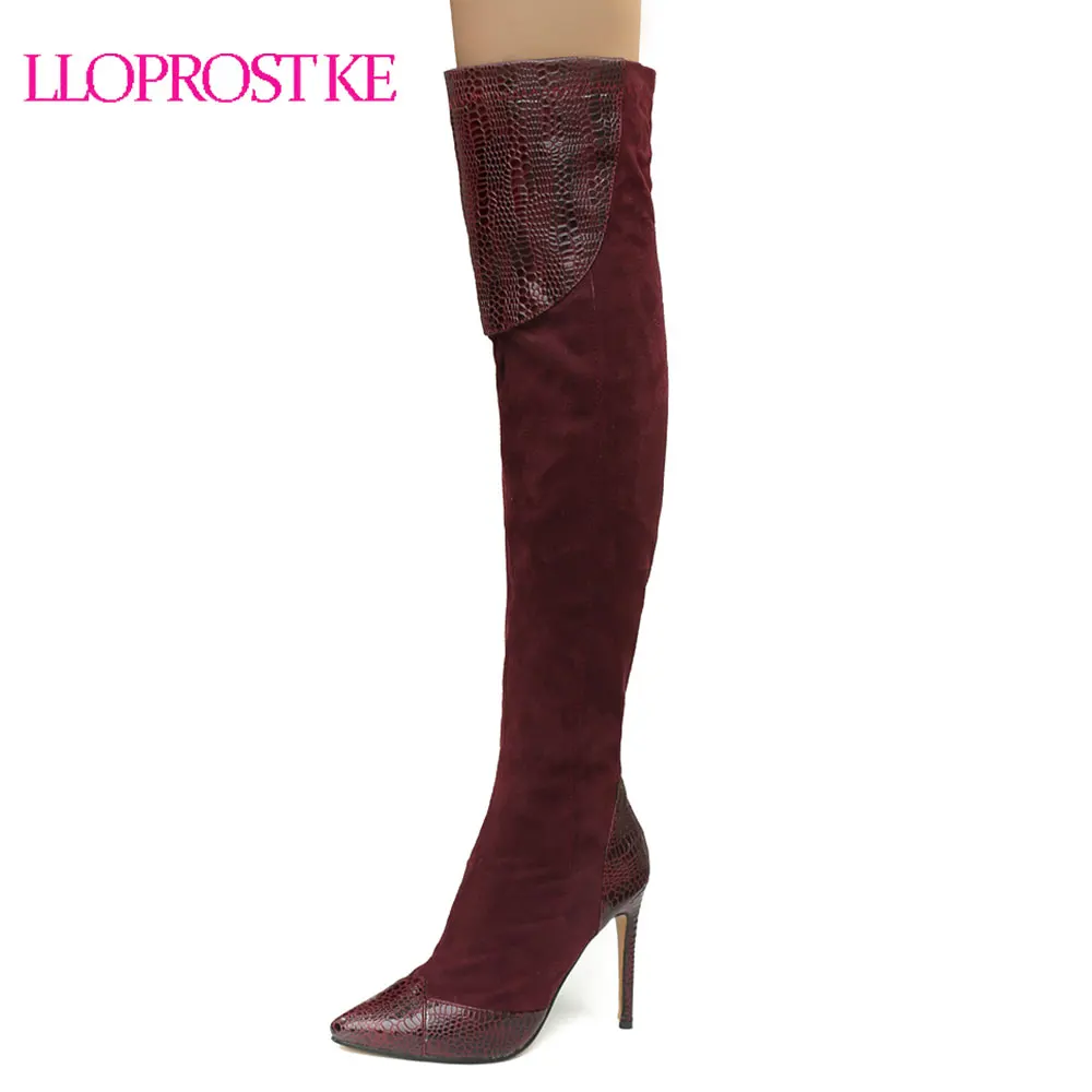 

Lloprost ke Autumn Martin Boots for Women Pointed toe Thin High Heels Over The Knee Boots Footwear Shoes Woman Size 32-46 D600